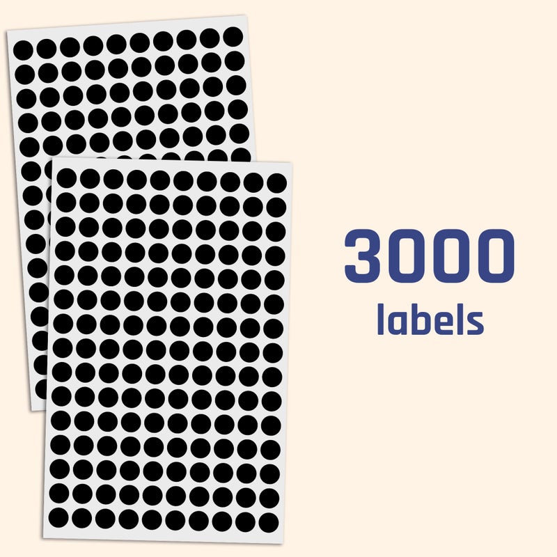 TownStix 3000 Pack, 0.375" Round Dot Stickers Circle Labels - Black - Image 4